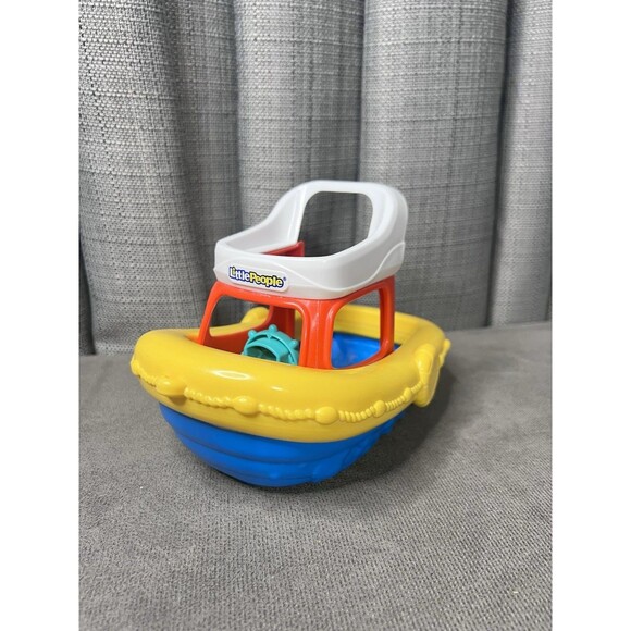Fisher Price Little People Floaty Tug Bath Boat Mattel 2014 Pretend Play Toy - Picture 1 of 9